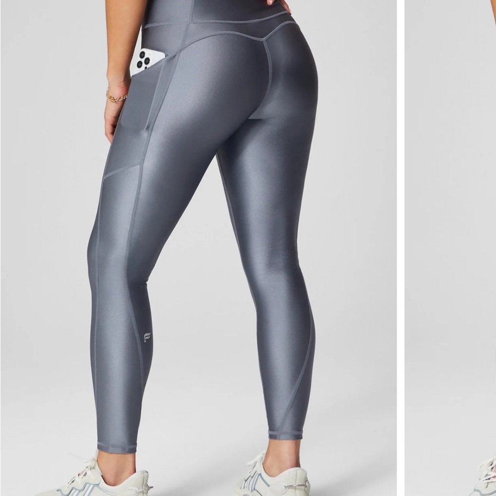 Fabletics Metallic Gray High-Waist Leggings